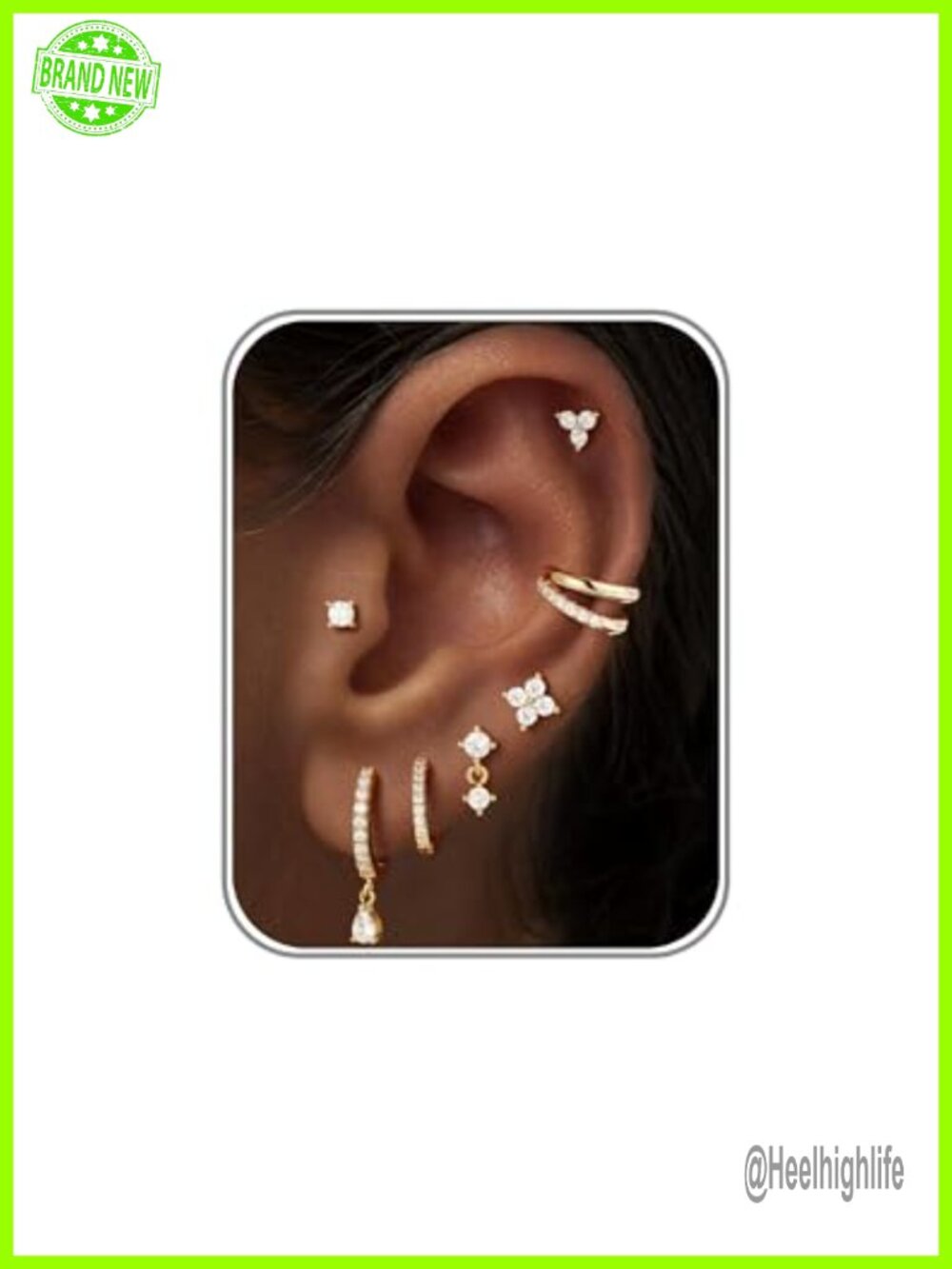 14k Gold Plated Flat Back Stud Hoop Earring Set Hypoallergenic Cartilage